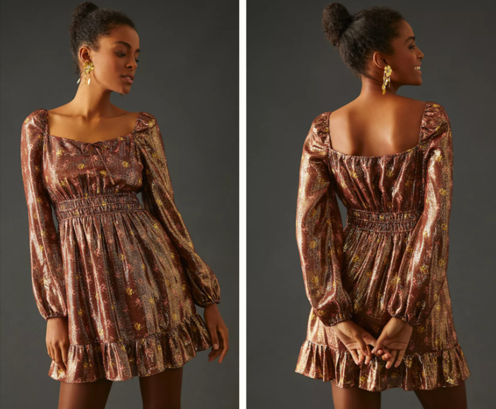 Paige Noah Floral Metallic Mini Dress Anthropologie M 4-8 NWT MSRP $349